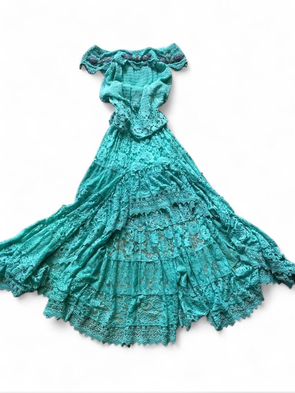 Teal Crochet Dress